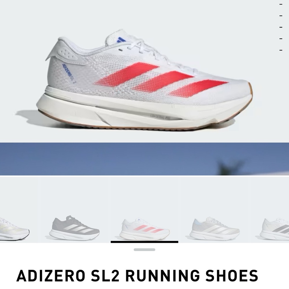 Adidas Adizero SL2 - White with Red Stripes - Picture 2 of 5